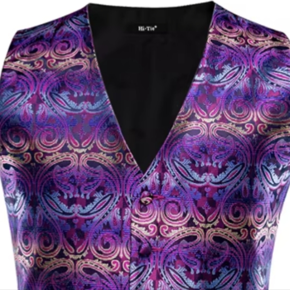 NWT Men's Hi Tie Purple Paisley Vest Size Large - Picture 2 of 7